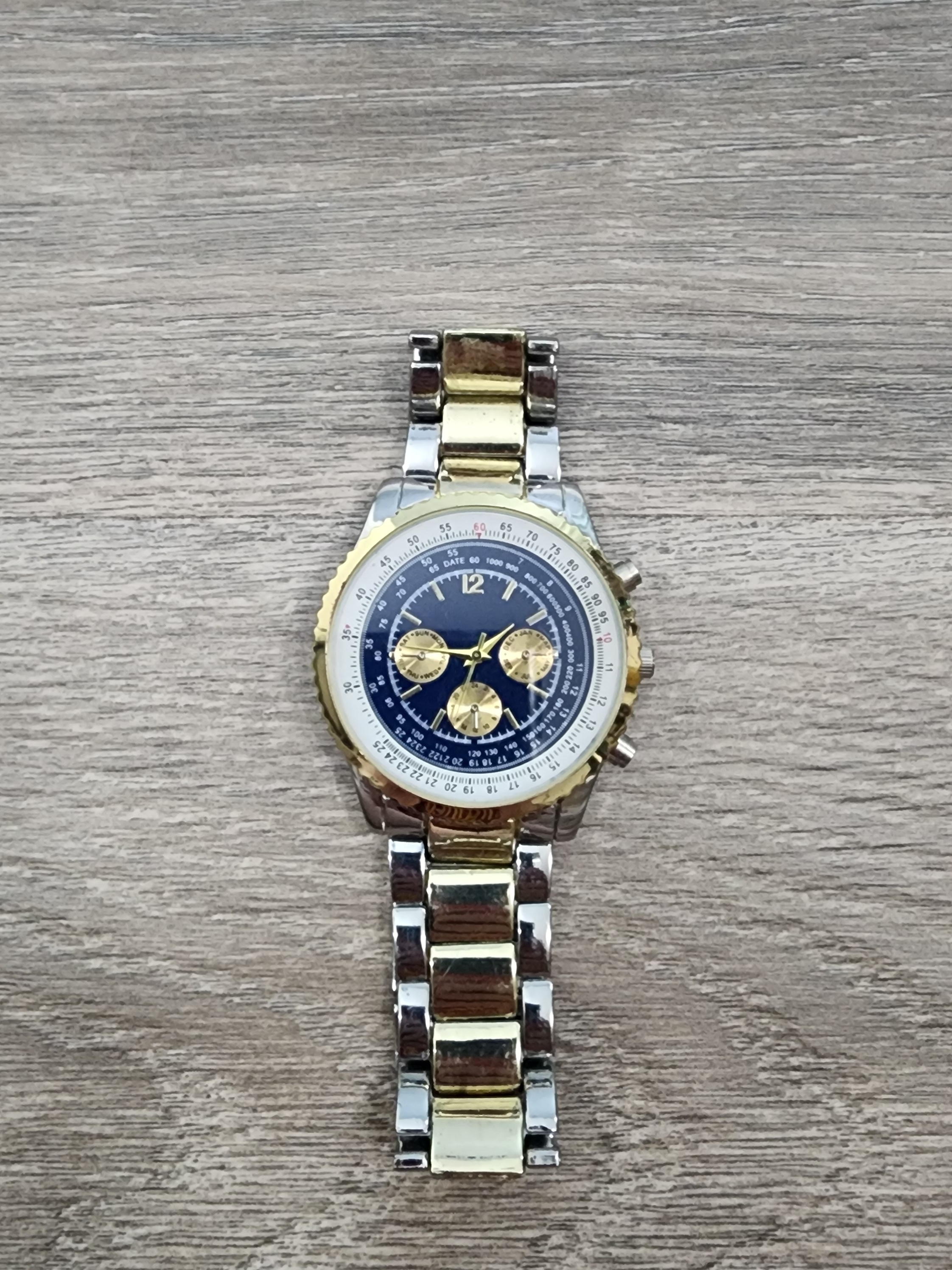 Haband Blue Dial SilverTone Chronograph Watch